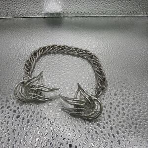 Emmons Earrings Sweater Clips W/Bracelet Chain 1960’s “Emmons”Stamped Set VTG